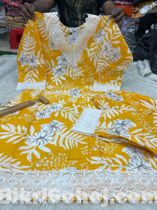 Haldi 2PC PRINTED SET ( LACE WORK)